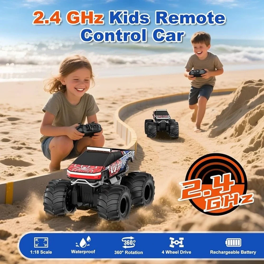 Amphibious Spiderman Remote Control Monster Truck Toy - Red and Black NIB